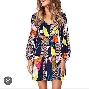 Amorteu Shift Swing Dress in Geo Pattern Size S